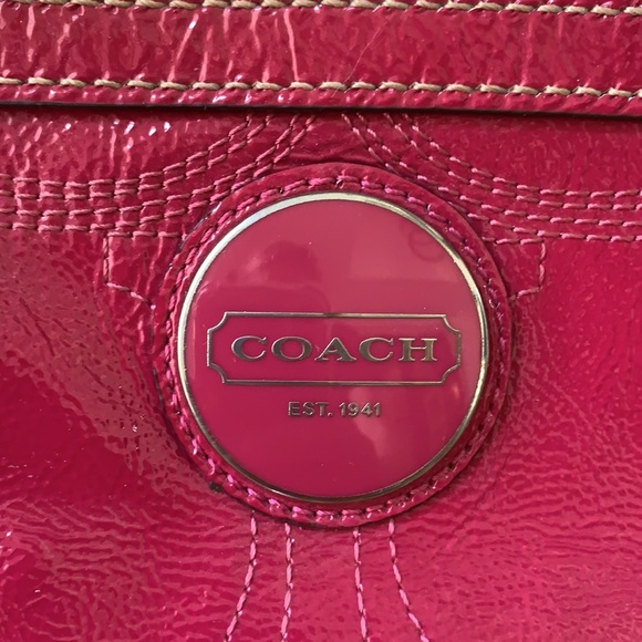 Coach C Optic Stitched Berry Patent Leather Tote - Picture 6 of 15